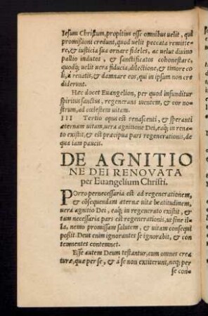 De Agnitione Dei Renovata per Evangelium Christi.