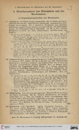 a) Originalhandschriften mit Miniaturen (Nr. 197 - 215)