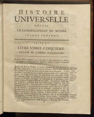 Livre Vingt-Cinquieme. Histoire de L´Empire D´Allemagne.