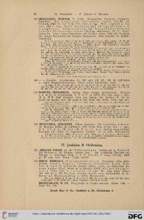 17. Judaica & Hebraica (Nr.351-357)
