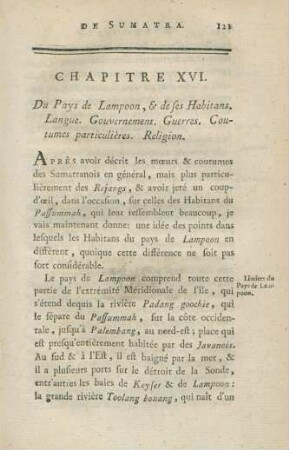 Chapitre XVI. Du pays de Lampoon, & de ses Habitans ...
