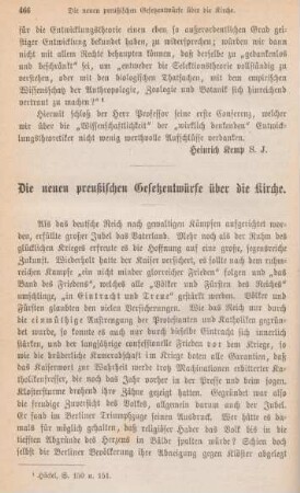 466-475 Die neuen preußischen Gesetzentwürfe über die Kirche