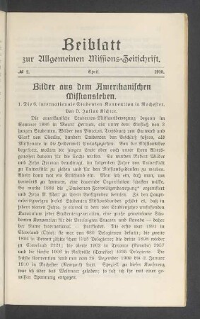 Beiblatt N°2. April. 1910