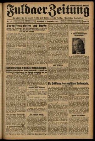 Erste Ausgabe vom Mittwoch, den 11. November 1931.