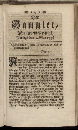 Neunzehntes Stück. Montags den 14. May 1736.