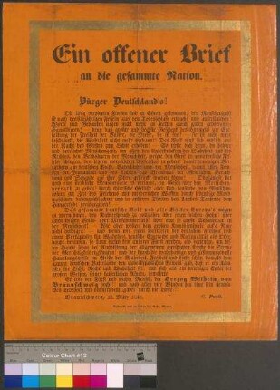 Flugblatt aus der Zeit der Revolution in Braunschweig im                                     März 1848