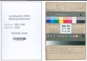 Entnazifizierung Erich Schlicke , geb. 01.05.1908 (Eisenbahner)