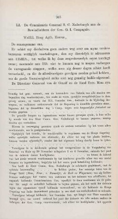 LI. De Commissaris Generaal S. C. Nederburgh aan de Bewindhebbers der Gen. O. I. Compagnie
