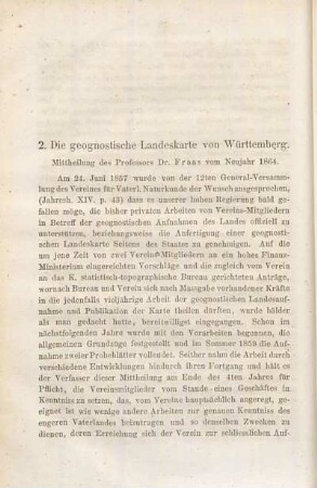 2. Die geognostische Landeskarte von Württemberg