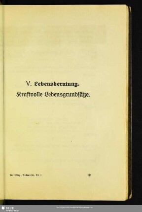 V. Lebensberatung. Kraftvolle Lebensgrundsätze