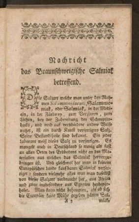 Nachricht das Braunschweigische Salmiak betreffend