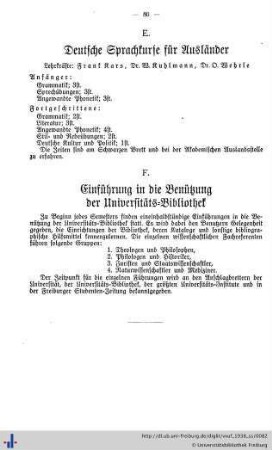 F. Einführung in die Benutzung der Universitäts-Bibliothek