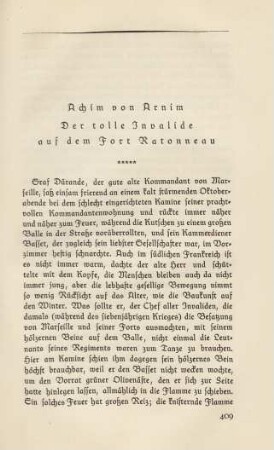 Achim von Arnim - Der tolle Invalide auf dem Fort Ratonneau