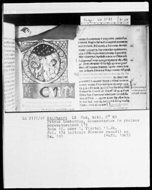 Petrus Lombardus, Commentarius in Psalmos — Initiale D (omine exaudi), Folio 134recto