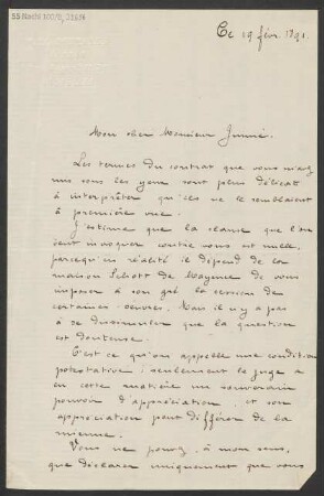 Brief an Otto Junne : 19.02.1891