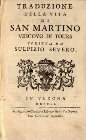 Traduzione Della Vita Di San Martino Vescovo Di Tours
