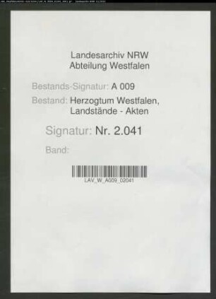 Viehschatzliste aus dem Gericht Bödefeld