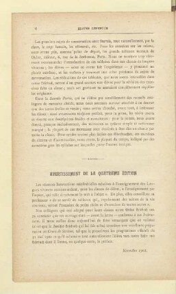 Avertissement de la quatrième Édition
