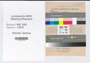 Entnazifizierung Gertrud Schmitz, geb. 24.06.1901 (Postsekretaerin)