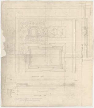Thiersch, Friedrich von; München; Palais Bernheimer - Dekorationsentwurf der Tür im Gobelinsaal, Nordwand (Schnitt)