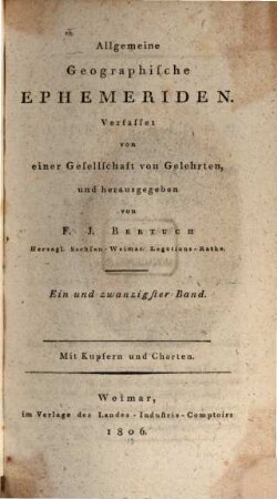 Allgemeine geographische Ephemeriden. 21. 1806