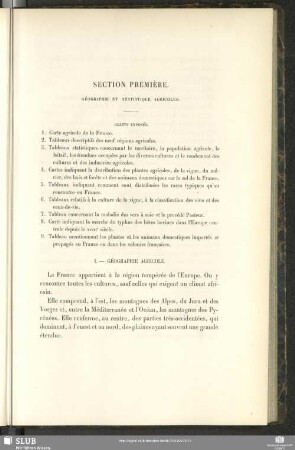 Section Première. Géographie Et Statistique Agricoles