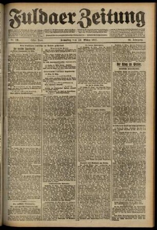 Erste Ausgabe vom Samstag, den 24. März 1917.