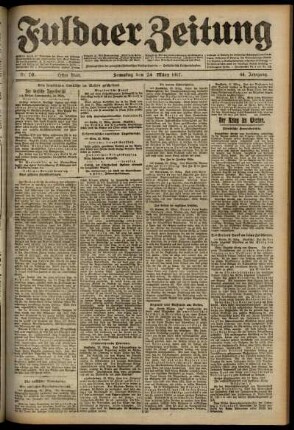 Erste Ausgabe vom Samstag, den 24. März 1917.