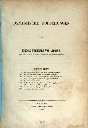 Dynastische Forschungen, 1