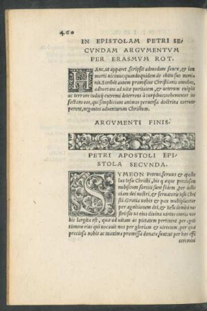 In Epistolam Petri Secundam Argumentum Per Erasmum Rot.