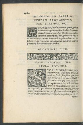 In Epistolam Petri Secundam Argumentum Per Erasmum Rot.