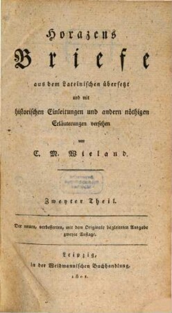 Horazens Briefe, 2