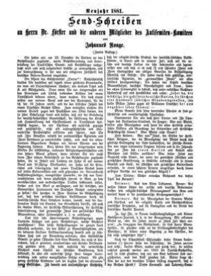 Neujahr 1881 : Send-Schreiben an Herrn Dr. Förster und die anderen Mitglieder des Antisemiten-Komitees / von Johannes Ronge