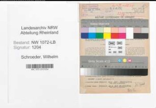 Entnazifizierung Wilhelm Schroeder , geb. 02.05.1887 (Landwirt)