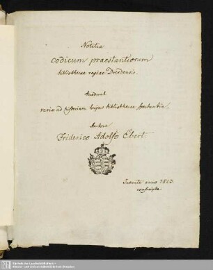 Notitia codicum praestantiorum bibliothecae regiae Dresdensis - Mscr.Dresd.R.174