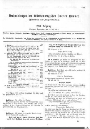 256. Sitzung, Stuttgart, 25.7.1918