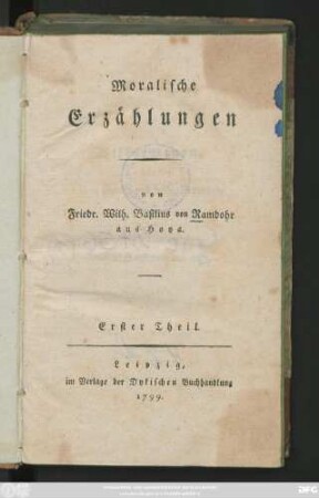 Theil 1: Moralische Erzählungen