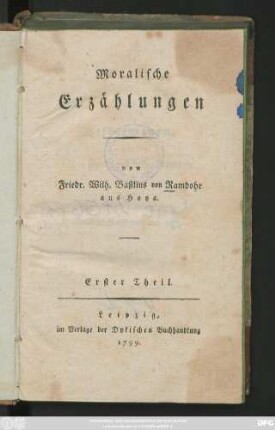 Theil 1: Moralische Erzählungen