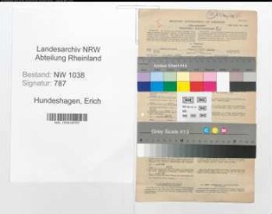 Entnazifizierung Erich Hundeshagen , geb. 22.10.1907 (Lehrer)