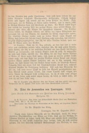 76. Über die Konvention von Tauroggen. 1812.