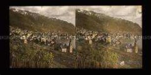 Blick auf Montreux, Gebirge und Genfer See
