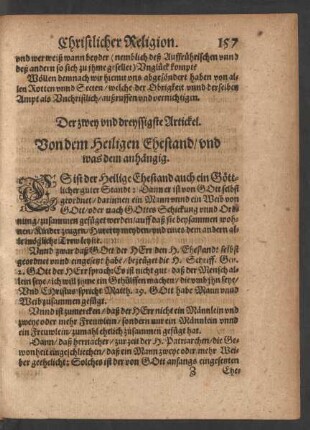 Der zwey vnd dreyssigste Artickel. Von dem Heiligen Ehestand/ vnd was dem anhängig.