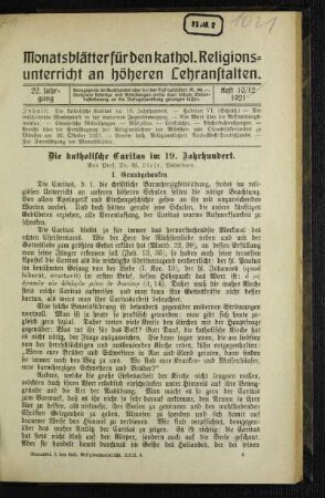 ¬Die¬ katholische Caritas im 19. Jahrundert