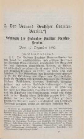 C. Der Verband Deutscher Beamten-Vereine