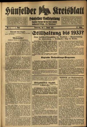 Erste Ausgabe vom Donnerstag, den 07. Januar 1932.