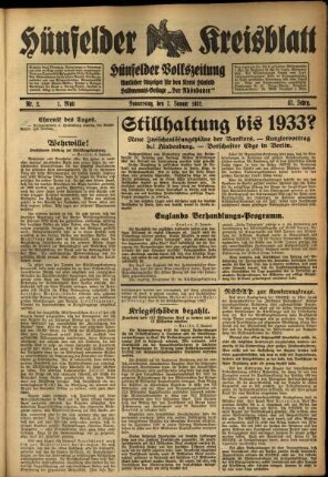 Erste Ausgabe vom Donnerstag, den 07. Januar 1932.