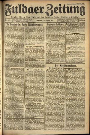 Ausgabe vom Mittwoch, den 31. August 1927.