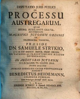 Disputatio Iuris Publici De Processu Austregarum