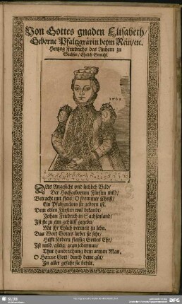 Von Gottes gnaden Elisabeth, Geborne Pfaltzgrävin beym Rein, etc. Hertzog Friedrich des Andern zu Sachsen, Eheliche Gemahl