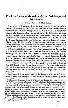 Friedrich Nietzsche als Vorkämpfer für Erziehungs- und Schulreform